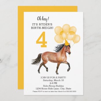 Horse Ride Birthday //oh Hay It's Your Birth-neigh Invitation by LaurEvansDesign at Zazzle