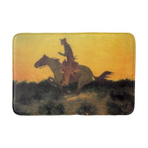 Horse Rider Against the Sunset in the Wild West Bath Mat
