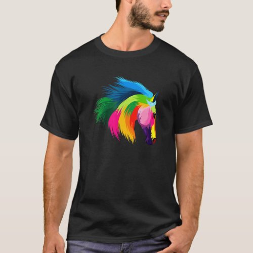 Horse Rider Animal  Cute Colored Horse Riding T_Shirt