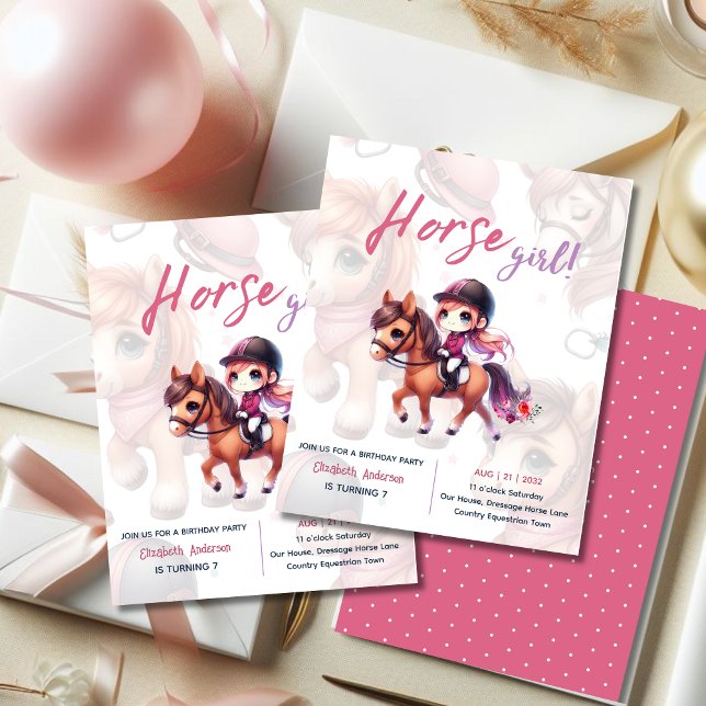 Horse & Rider Birthday Invitations Equestrian Girl (Creator Uploaded)