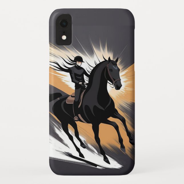 Horse Rider Galloping Under the Moonlight Case-Mate iPhone Case (Back)