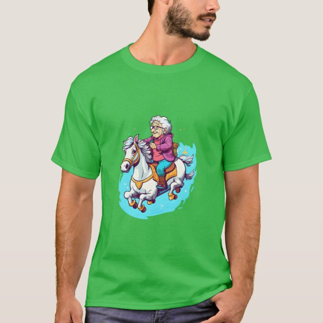 Horse Rider Grandma Horseback Riding Kawaii family T-Shirt (Front)