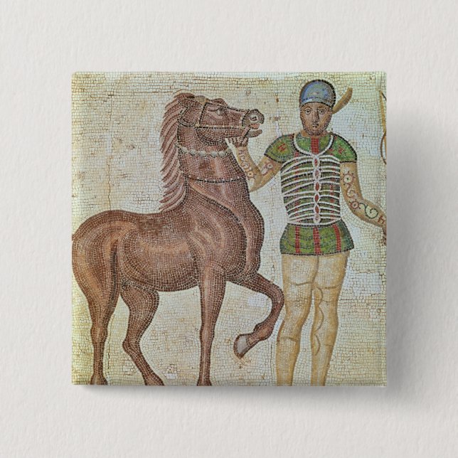 Horse rider in racing colours button (Front)