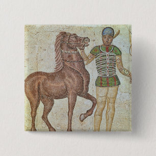 Horse rider in racing colours button