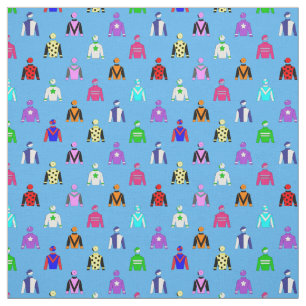 Horse Rider Jockey Silks on Bright Blue Fabric