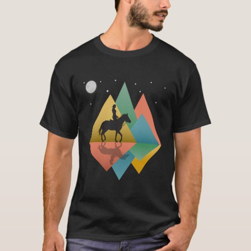Horse Rider Mountains Pop T_Shirt