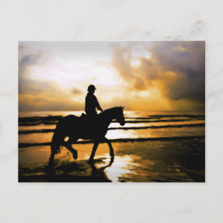 HORSE RIDER ON BEACH POSTCARD