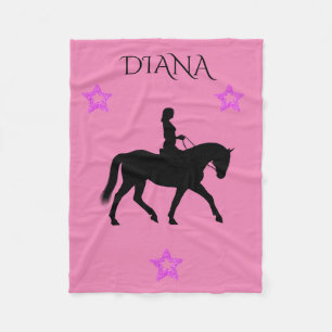 Horse & rider pink personalized fleece blanket. blanket