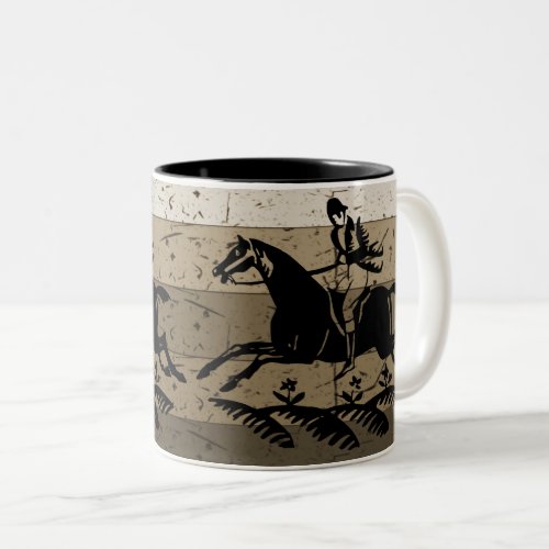 Horse Rider Silhouette Animal Sports Two_Tone Coffee Mug