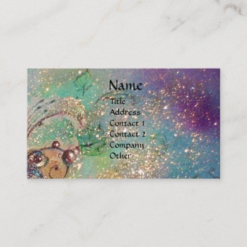 HORSE RIDERSMUSIC IN NIGHT Blue Gold Sparkles Business Card