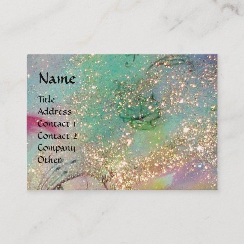 HORSE RIDERSMUSIC IN NIGHT Gold Blue Sparkles Business Card