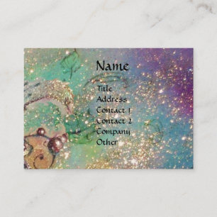HORSE RIDERS,MUSIC IN NIGHT Teal Gold Sparkles Business Card