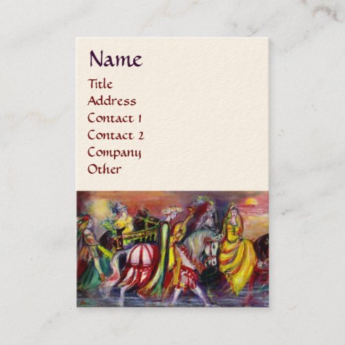 HORSE RIDERS MUSIC IN THE NIGHT Fantasy White Business Card