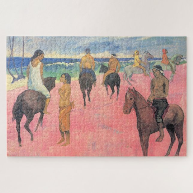 Horse Riders on the Beach in French Polynesia Jigsaw Puzzle (Horizontal)