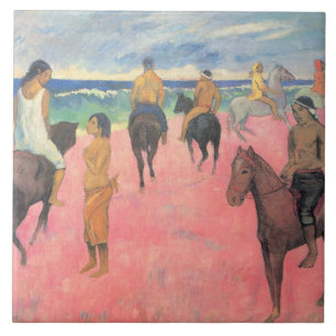 Horse Riders on the Beach in Tahiti (by Gaugin) Ceramic Tile