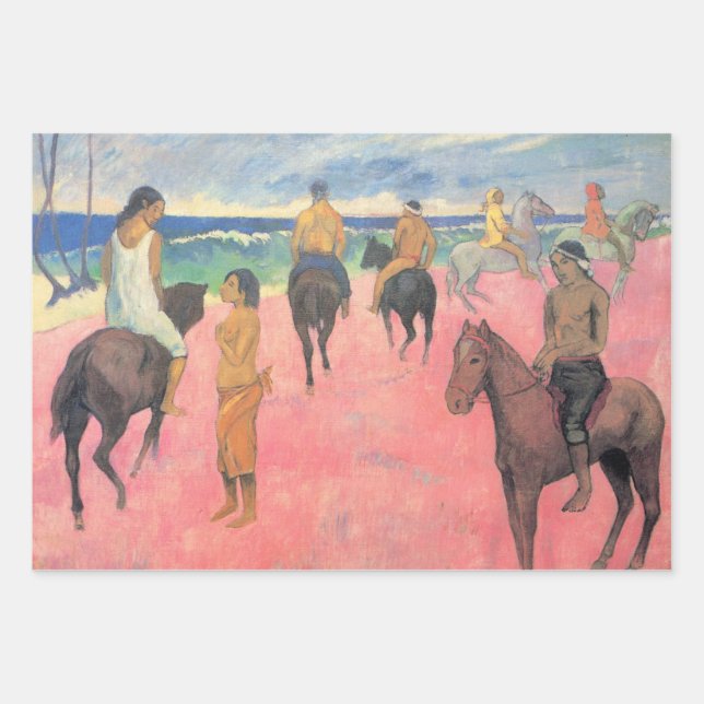 Horse Riders on the Beach in Tahiti (Paul Gaugin) Wrapping Paper Sheets (Front)