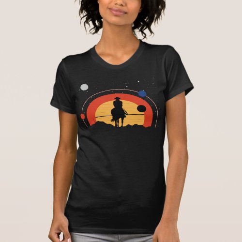 Horse Riding Astronaut Space Travel Solar System T_Shirt