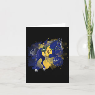 Horse Riding Barbados Flag Card