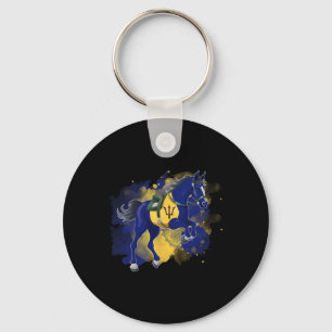 Horse Riding Barbados Flag  Keychain
