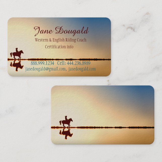 Horse Riding Coach Instructor Trainer Custom Business Card (Front/Back)