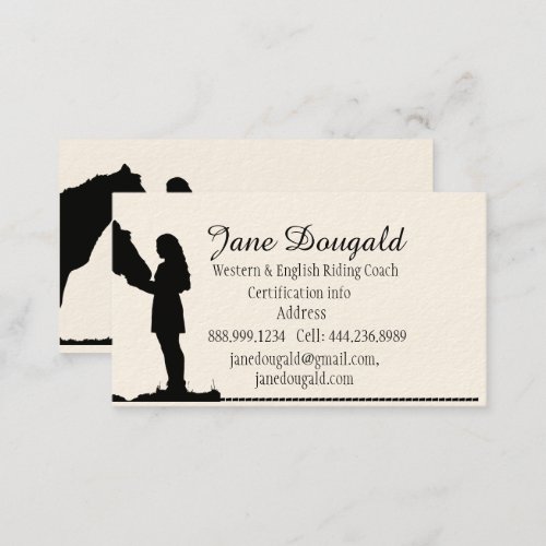 Horse Riding Coach Instructor Trainer Custom   Business Card