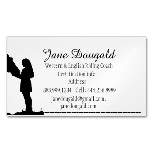 Horse Riding Coach Instructor Trainer Custom  Business Card Magnet