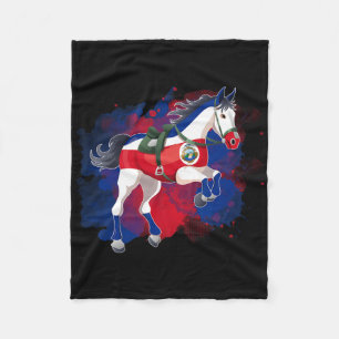 Horse Riding Costa Rica Flag Fleece Blanket