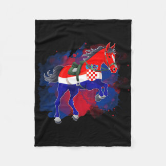 Horse Riding Croatia Flag  Fleece Blanket