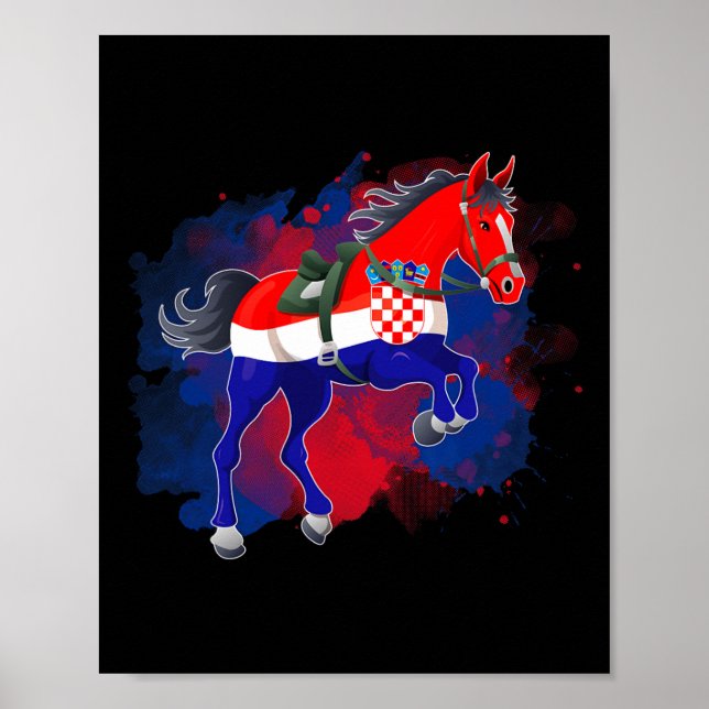 Horse Riding Croatia Flag  Poster (Front)