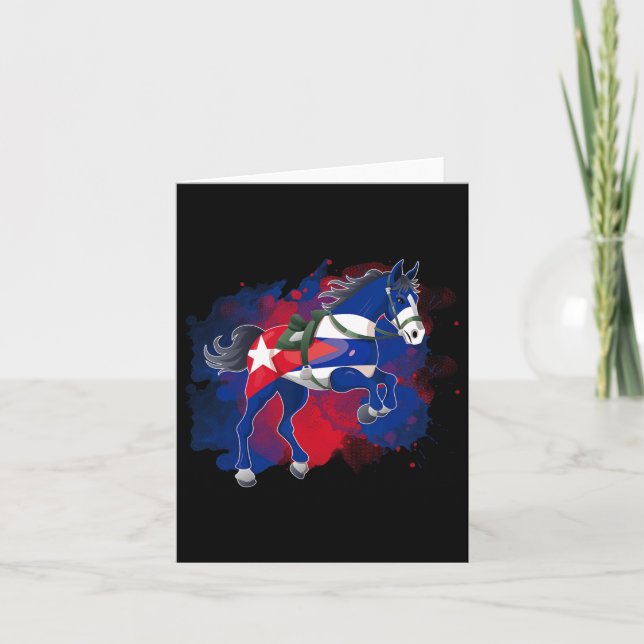 Horse Riding Cuba Flag  Card (Front)