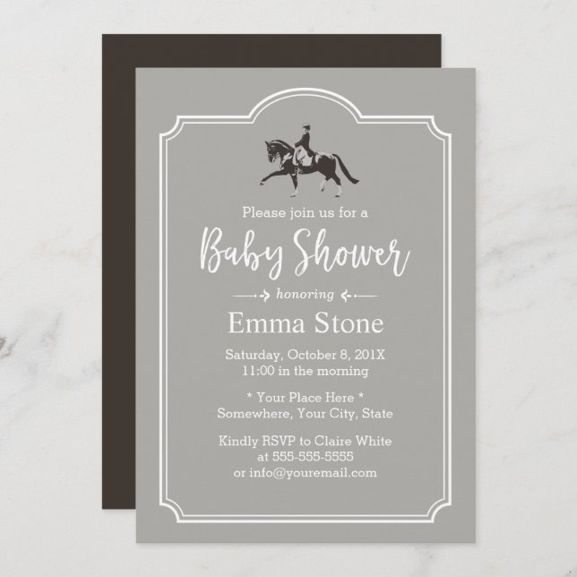 Horse Riding Elegant Equine Baby Shower Invitation (Front/Back)
