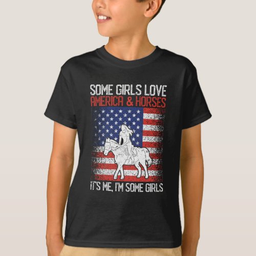 Horse riding equestrian sport some girls love Amer T_Shirt
