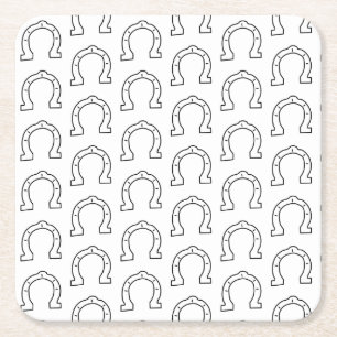 Horse Riding Gang Horseshoe Print  Square Paper Coaster