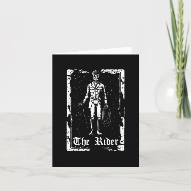 Horse Riding Horseback Rider - Skeleton Tarot Card (Front)