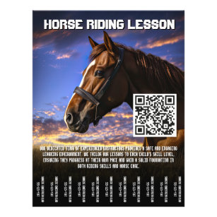 Horse Riding Lesson Flyer With QR Code