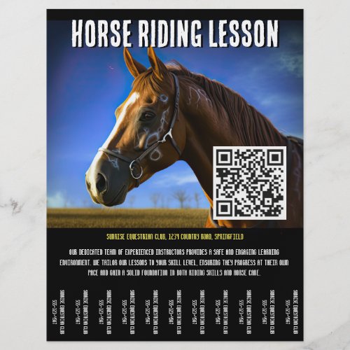 Horse Riding Lesson Flyer with QR Code v2