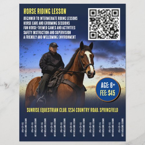 Horse Riding Lesson Flyer with QR Code v3