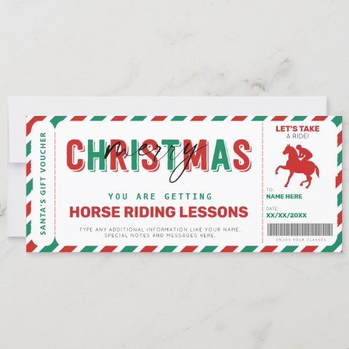 Horse Riding Lessons Christmas Gift Ticket Voucher