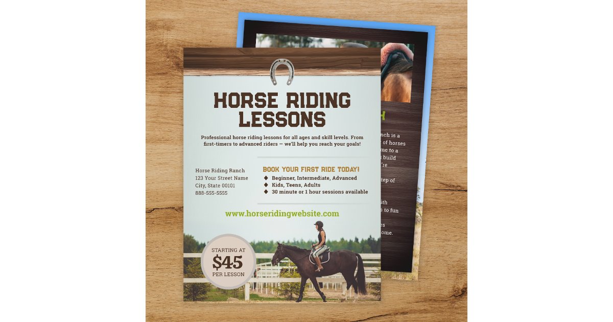 Horse Riding Lessons Flyer Template | Zazzle