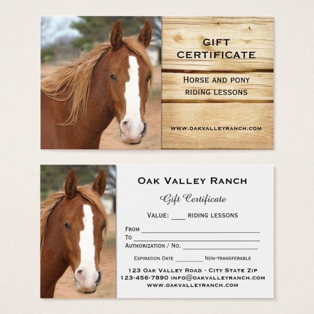 Horse Riding Lessons Gift Certificate Template Zazzle