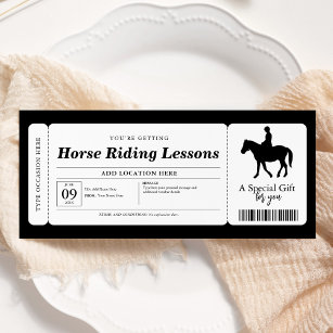 Horse Riding Lessons Voucher Certificate Invitation