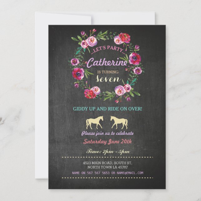 Horse Riding Party Invite Pony Pink Invitation (Front)
