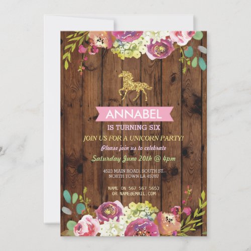 Horse Riding Party Invite Pony Wood Invitation