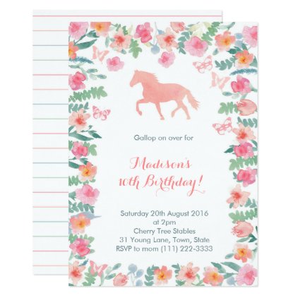 Horse Riding Pony Lessons Party Invites for Girl