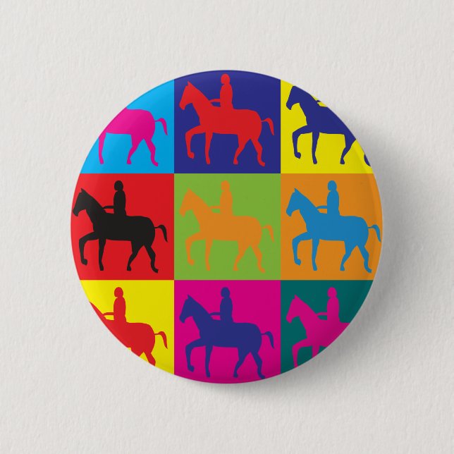 Horse Riding Pop Art Pinback Button (Front)