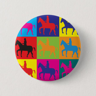 Horse Riding Pop Art Pinback Button
