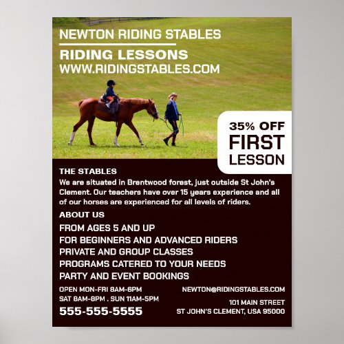 Horse Riding Portrait Riding Instructor Academy Poster