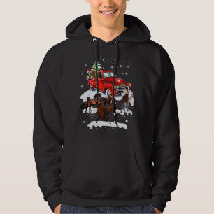 Horse Riding Red Truck Xmas Merry Christmas Hoodie