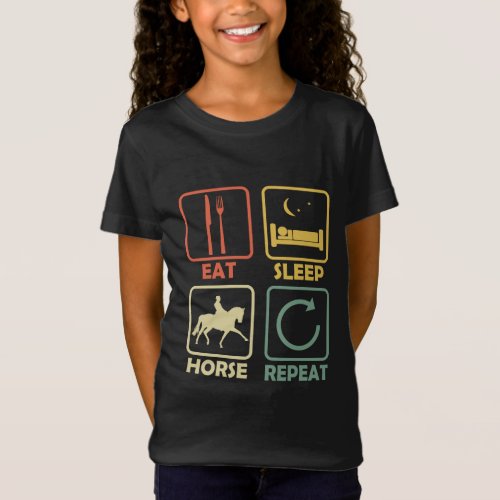 Horse Riding Rider Eat Sleep Repeat Funny retro T_Shirt