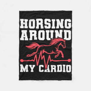 Horse Riding Rider - Horseback Ekg Fleece Blanket